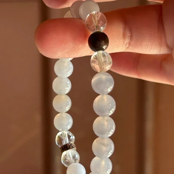 Energy Muse Blue Lace Agate Bracelet Crystal Beads - Picture 3 of 4